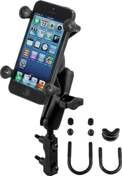 Mbajtës telefoni RAM X-Grip Universal për motor, bazë te rezervuari i frenës/kuplungës, me top 1\", i zi