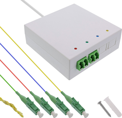 Kuti lidhëse optike InLine FTTH, 4x LC APC, singlemode OS2, 50m, e bardhë