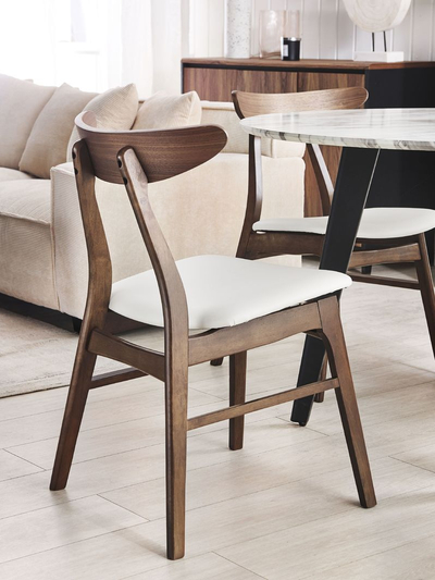 Set karrigesh ngrënieje Beliani Lynn, dru rubberwood, set 2 copë, e bardhë