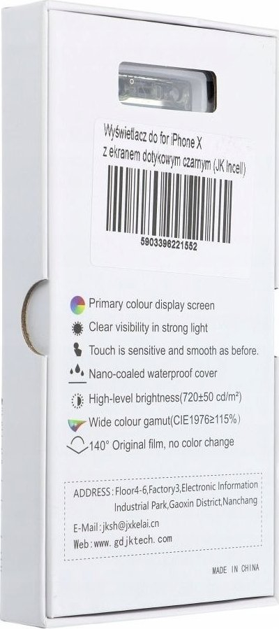 Ekran zëvendësues JK Incell për iPhone X, LCD me prekje, i zi