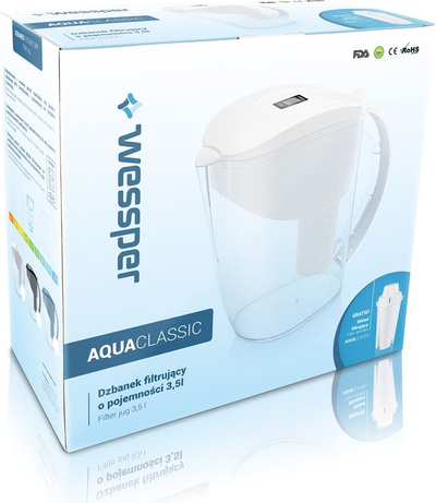 Филтерска шише за вода Wessper WES025-BU, 150L, дигитален покажувач за филтер, сина