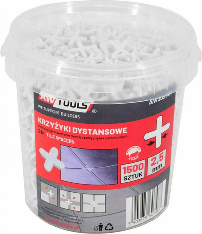 Distanca kryq për pllaka Awtools 2.5mm, 1500 copë, të bardha
