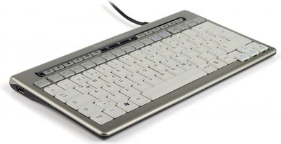 Tastiera BakkerElkhuizen S-board 840, kompakte, USB, e bardhë me argjendi
