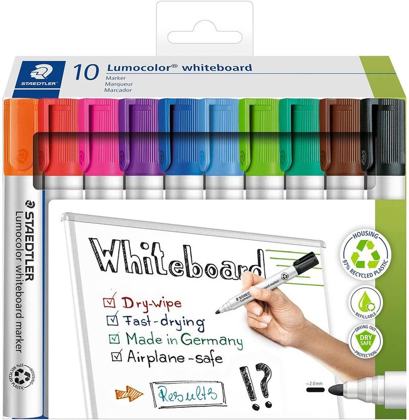 Set markera whiteboard Staedtler Lumocolor 351 C10, 2.0mm, 10 copë, shumëngjyrësh
