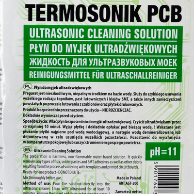 Lëng pastrimi ultrasonik AG Termopasty Termosonik PCB, për PCB, 1L, transparent
