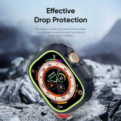 Mbrojtëse ore Dux Ducis Bamo për Apple Watch Ultra 49mm, plastike e fortë, kornizë e ngritur, zi jeshile