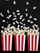 Kuti për popcorn, 7x7x12.5cm, set 6 copë, e kuqe me vija të bardha