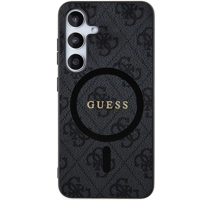 Maskë telefoni Guess 4G Colored Ring MagSafe, për Samsung Galaxy S24, lëkurë PU, e zezë