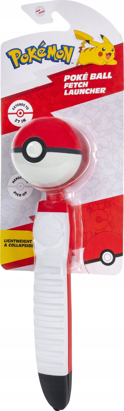 Lodër hedhëse për qen Pokemon Poke Ball, teleskopike, me top gome 2.5"