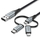 Кабел за полнење Vention 3 во 1, USB C Micro USB Lightning, 2.4A, 480Mbps, црна