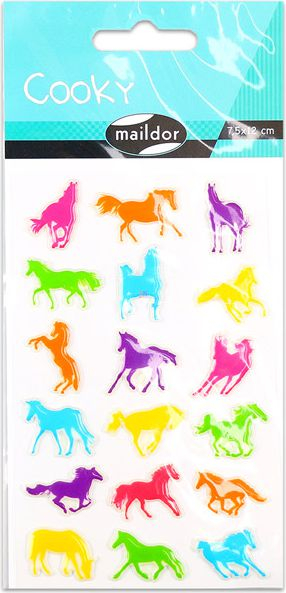 Ngjitëse 3D Maildor Cooky Horses, ngjyra të ndryshme, 7.5x19.5cm