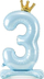 Balon qendror PartyDeco numri 3, 84 cm, folie metalike, blu e çelët