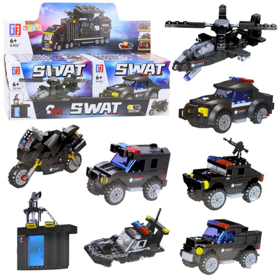 Set blloqesh ndërtimi LEAN Toys SWAT 2 në 1, 92-117 copa, mjete transporti