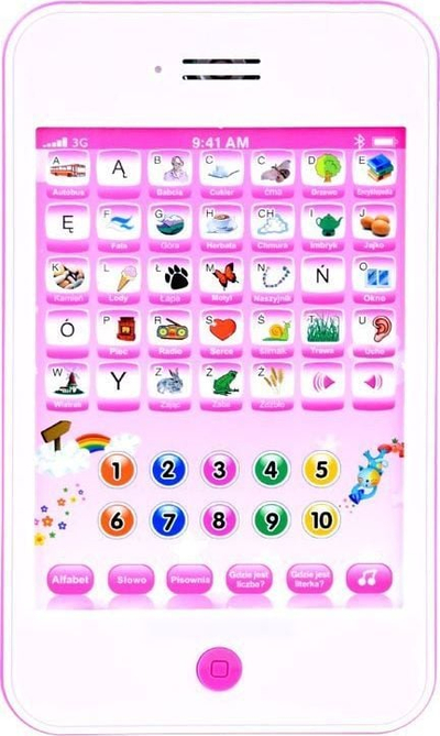 Tablet edukativ për kalamoj, interaktiv, në polonisht, rozë