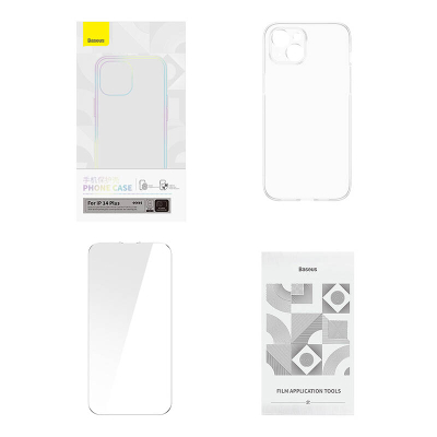Kuti Baseus Crystal Series për iPhone 14 Plus + xham i temperuar