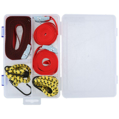 Set rripash lidhës Dunlop 5 copë, litarë elastikë, kuti plastike transparente