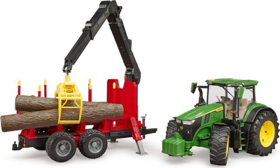 Lodër traktor Bruder 03154 John Deere, me rimorkio pylli, jeshile