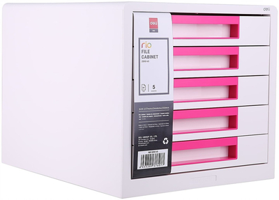 Organizues tavoline Deli Rio Z010 43, 5 sirtarë A4, 28x34x26 cm, i bardhë me rozë