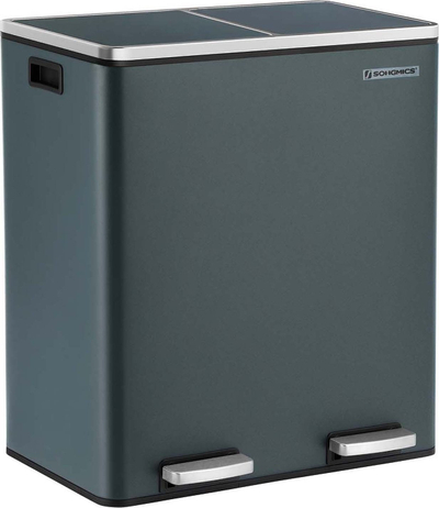 Kosh riciklimi SONGMICS 2 x 30L, çelik inox, me pedale, gri