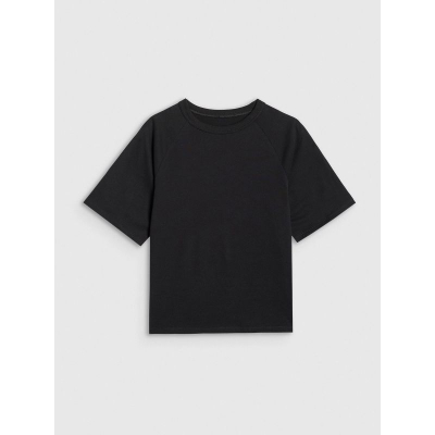 Bluzë oversize për çuna 4F 4FJWAW25TTSHM2411, pambuk 100%, e zezë