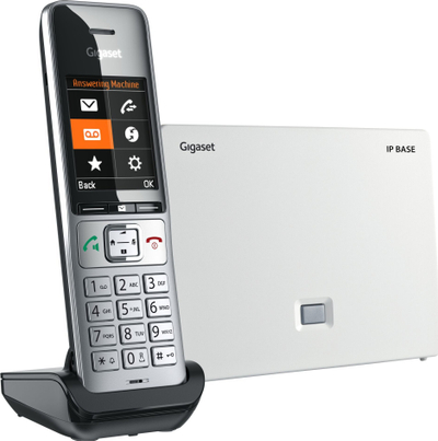Telefon pa kabllo Gigaset COMFORT 500A IP BASE, DECT, me ekran 2.2", argjendtë e zi