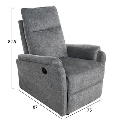 Fotel RELAX Synthia HM3309.03, recline elektrik, 75x86x100cm, gri