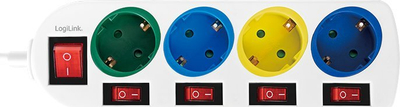 Shirit rryme LogiLink LPS257, 4 priza, kabllo 1.5m, me ngjyra