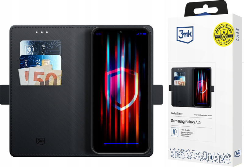 Këllëf portofol 3MK për Samsung Galaxy A16, me magnet, i zi