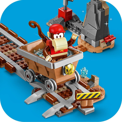 Lodër LEGO Super Mario Diddy Kong Mine Cart Ride Expansion Set 71425, 1157 copa, për kalamaj 8+ vjeç, shumëngjyrëshe