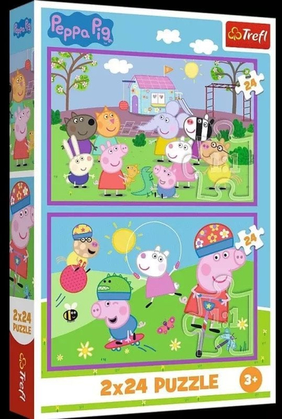 Puzzle Ravensburger Peppa Pig Playground, set 2x24 copë, shumëngjyrësh