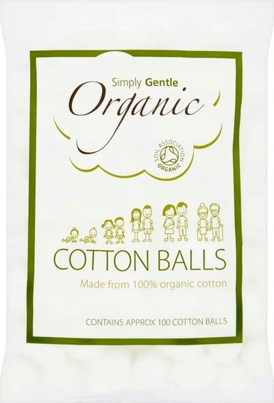 Toptha pambuku Simply Gentle Organic, 100% pambuk organik, 100 copë, të bardha