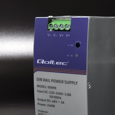 Furnizues energjie industrial Qoltec 50999, për shinë DIN, 240W 48V, gri