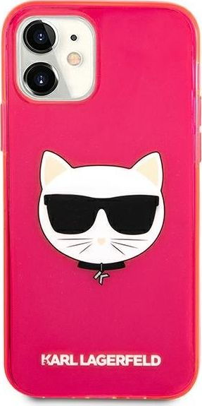 Këllëf telefoni Karl Lagerfeld Choupette Head, TPU, për iPhone 12 Mini, rozë fluo