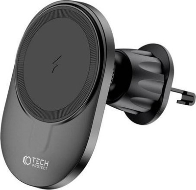 Mbajtëse magnetike për makinë Tech-Protect MM15W-V1, karikim wireless 15W, MagSafe, e zezë