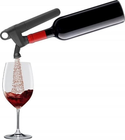Set për ruajtje vere Coravin Pivot Plus, sistem me gaz për me e mbajt verën, me aerator brenda, i zi