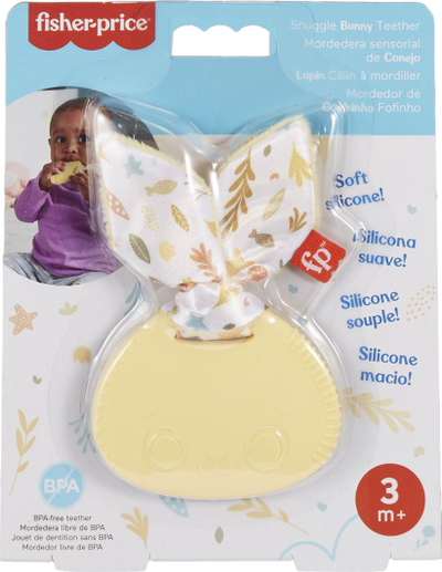 Lodër sensorike Fisher-Price Clack and Quack Goose, për foshnje 3+, me unaza shumëteksturore, e bardhë