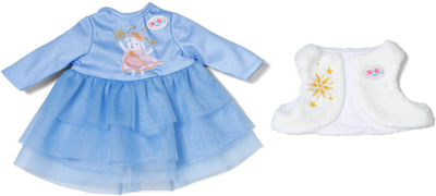 Fustan kuklle BABY Born Blue Winter, për kuklla 36 cm, fund me tyl, jelek pelushi, blu e çelët