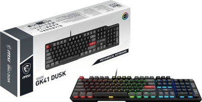 Tastierë MSI Vigor GK41 Dusk Kailh Red, me kabllo, e zezë/kuqe