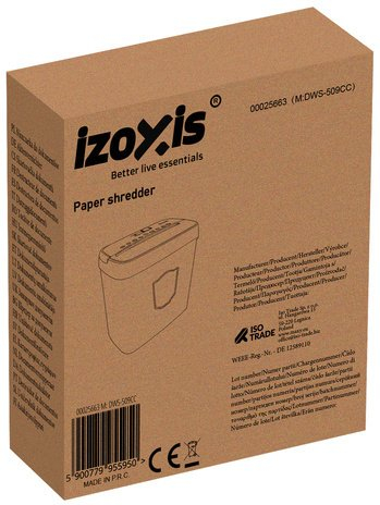 Shredder dokumentesh Izoxis, prerje me shirita, kosh 12.5L, ngjyrë e zezë