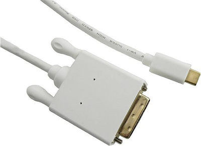 Kabllo Qoltec DVI USB-C, 1m, e bardhë