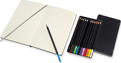 Set vizatimi Moleskine Art Sketching Kit, bllok skicimi kapak i fortë, 12 lapsa akuarele
