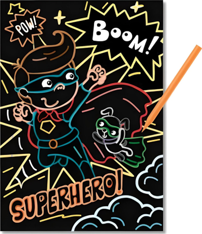 Poster gërvishtës Superhero Scratch off, dekor për mur, shumëngjyrësh