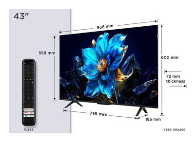 TV TCL QLED 43", Google TV, bokse Onkyo 2.1, i zi
