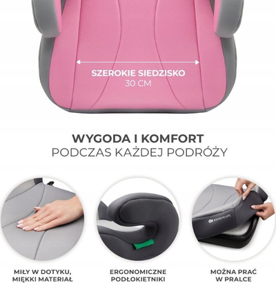 Ndenjëse rritëse makine Kinderkraft I-BOOST, ISOFIX, i-Size R129, rozë