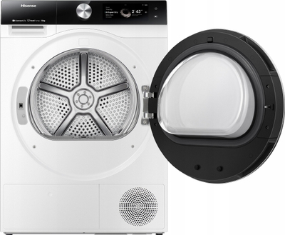 Tharëse rrobash me pompë nxehtësie Hisense DH7S107BW, 10 kg, ekran TFT me prekje, e bardhë