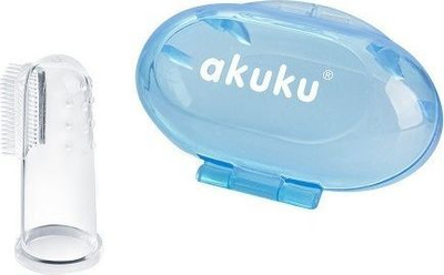 Furçë dhëmbësh silikoni për beba Akuku, me kuti, blu