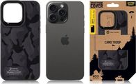 Kllëf telefoni Tactical Camo Troop për iPhone 15 Pro Max, mbrojtje ushtarake MIL STD 810G, kamuflazh i zi