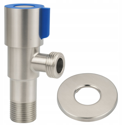 Valvul këndore Invena, çelik inox, 1/2"x1/2", ngjyrë argjendi
