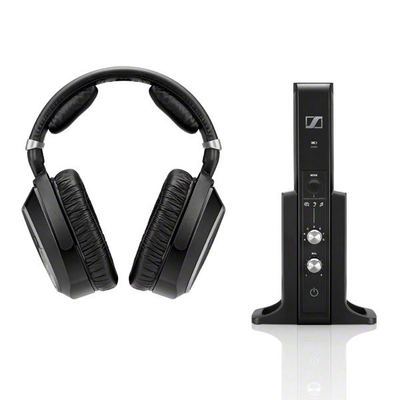 Безжични слушалки Sennheiser RS 195, систем со базна станица, реновирани, црни