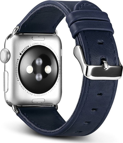 Rrip ore Apple iCarer Vintage, lëkurë natyrale, 38mm, blu e errët